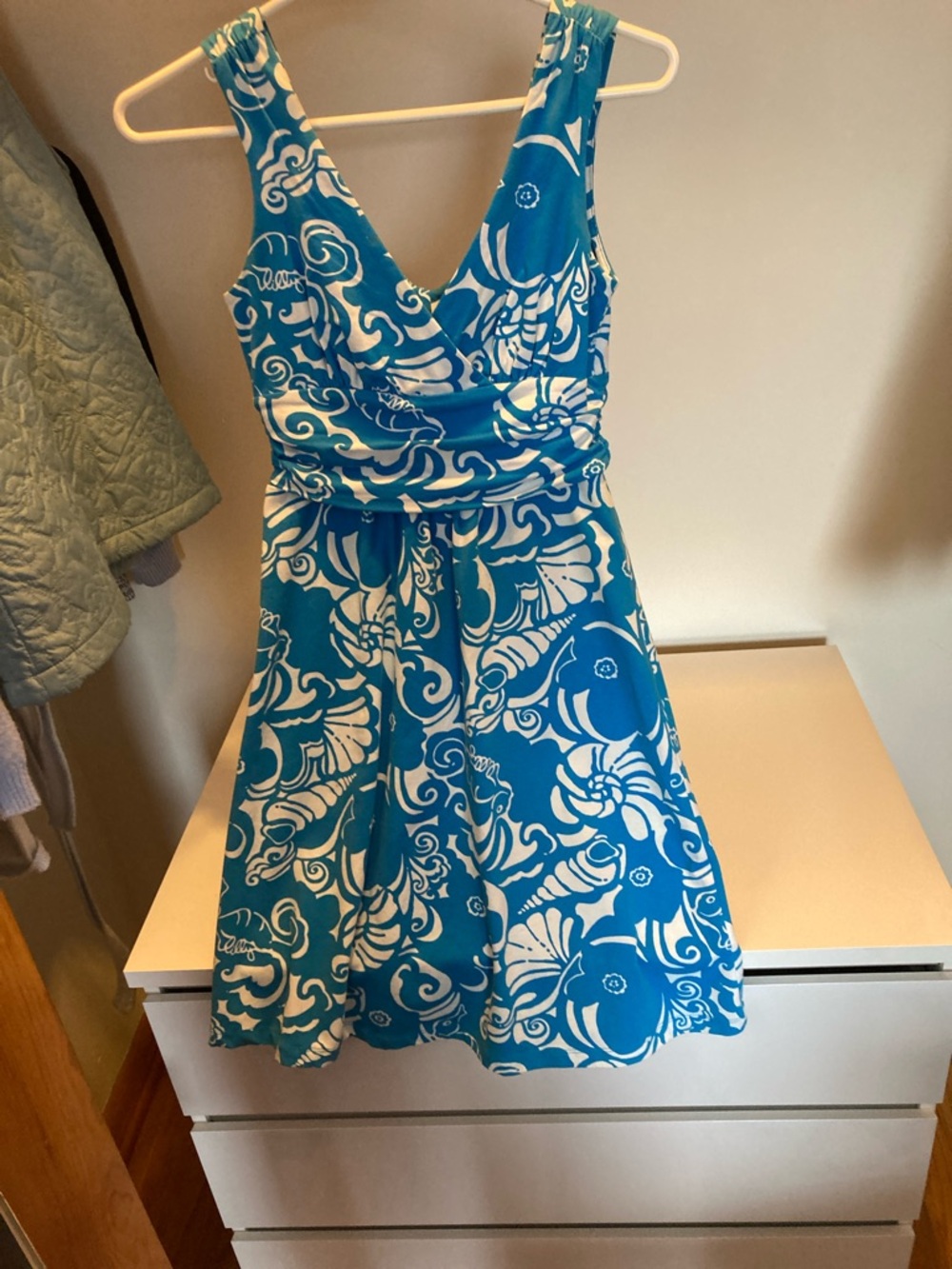 Lilly Pulitzer Teal and White Swirl Print Top